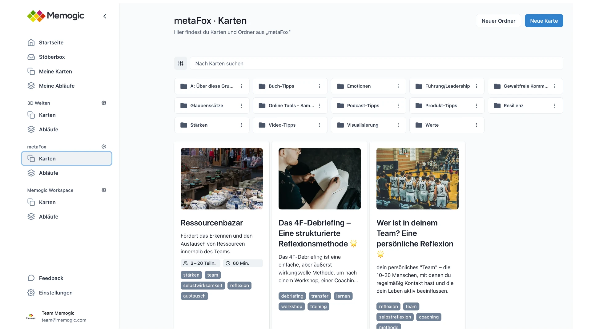 Workspaces von Memogic